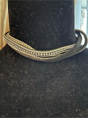 Multi-Row Black and Silver Beaded Choker Necklace